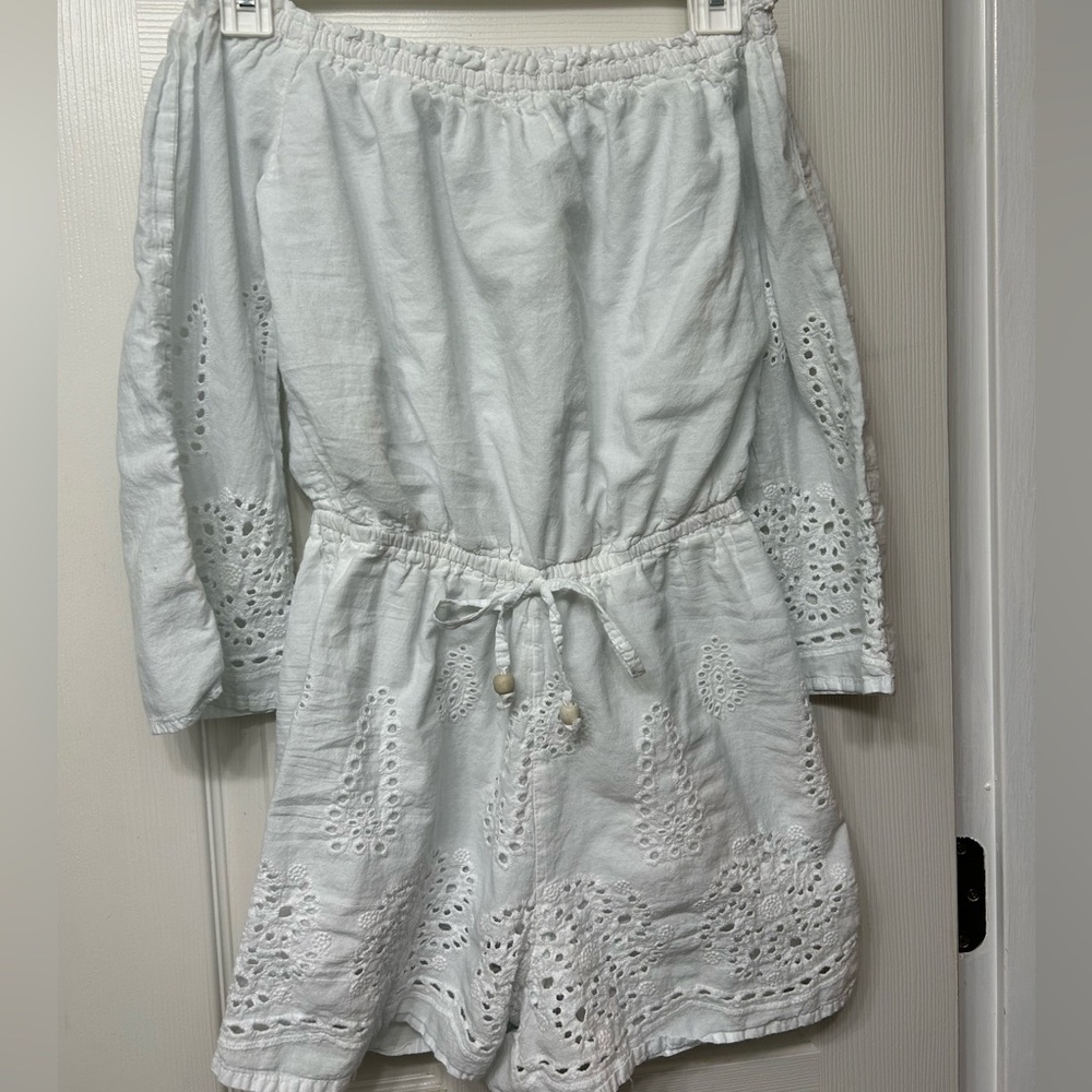 White off the shoulder romper Rebellion